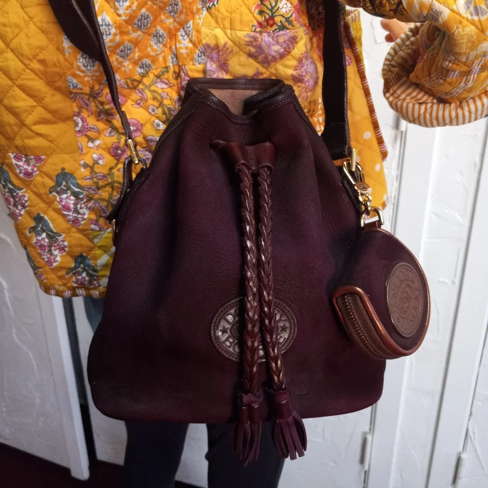 Dooney & Bourke 1995, Nubuck Coin Purse, Dyed Mahogany